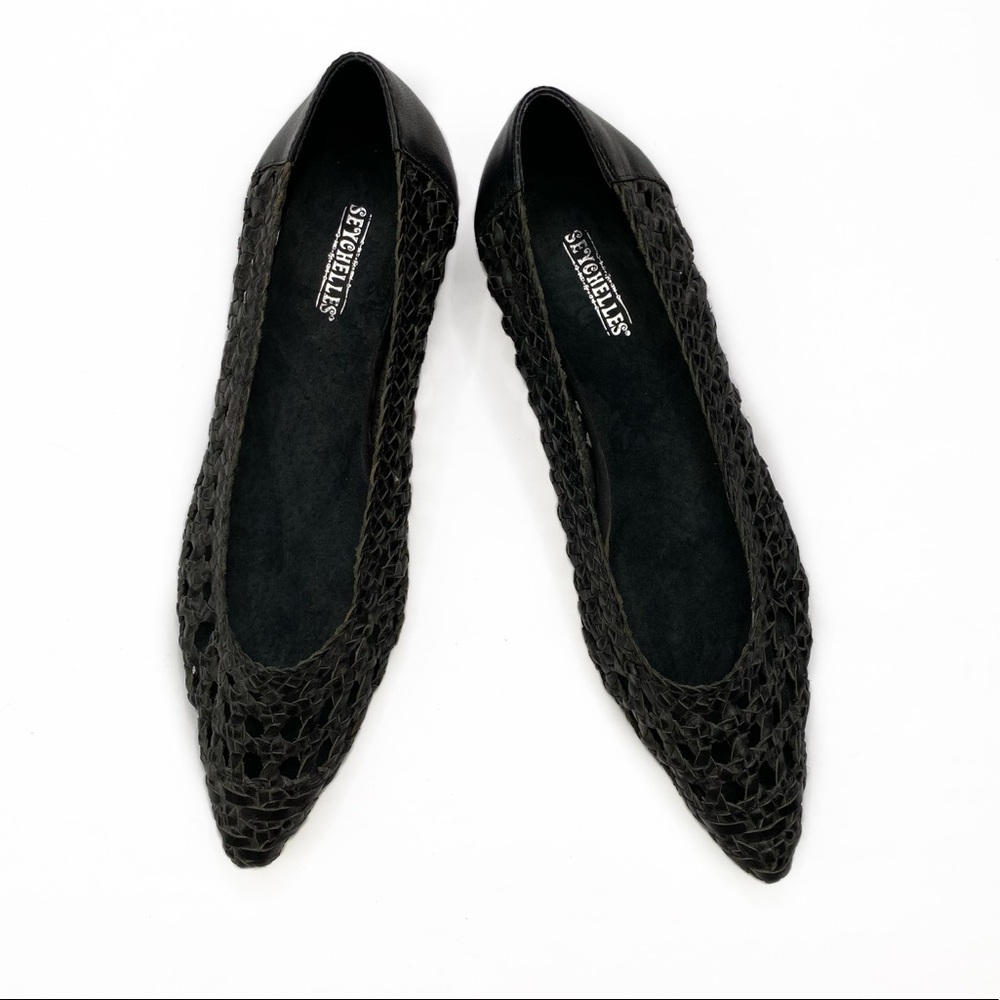 Seychelles Woven Pointed Toe Flats in Black
